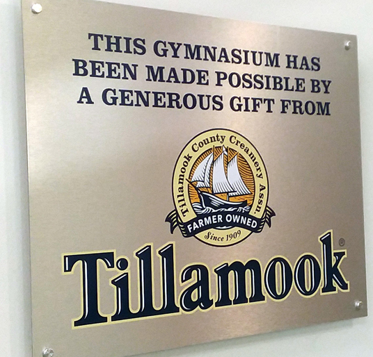 Tillamook Creamery Gymnasiam Sponsorship Plaque - Smaller Photo